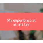 My experience at an art fair