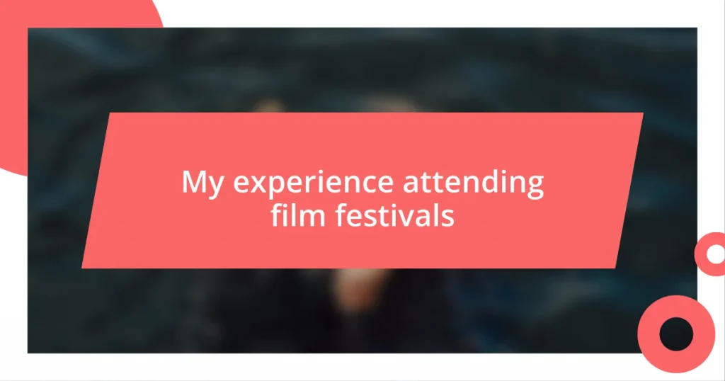 My experience attending film festivals