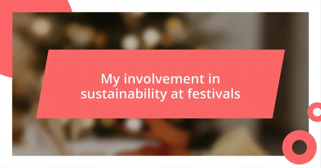 My involvement in sustainability at festivals