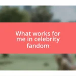 What works for me in celebrity fandom