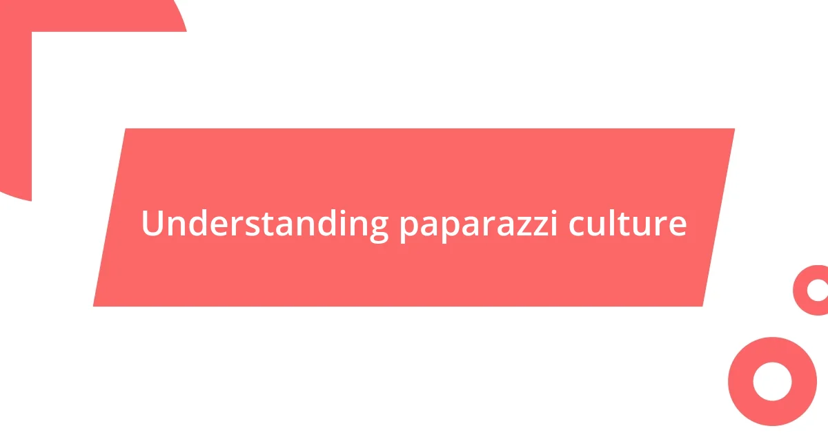 Understanding paparazzi culture